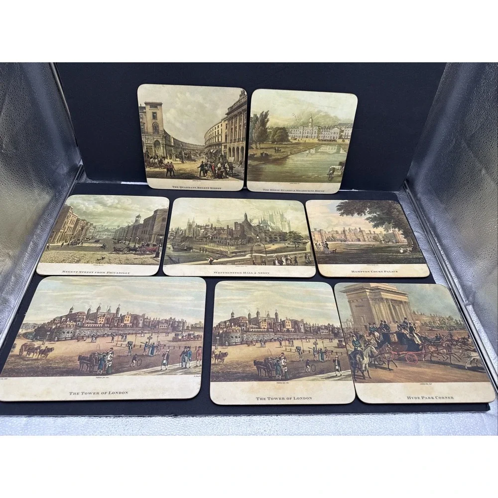Vintage ‎ Set of 8 19th Century London Landmarks Placemats
